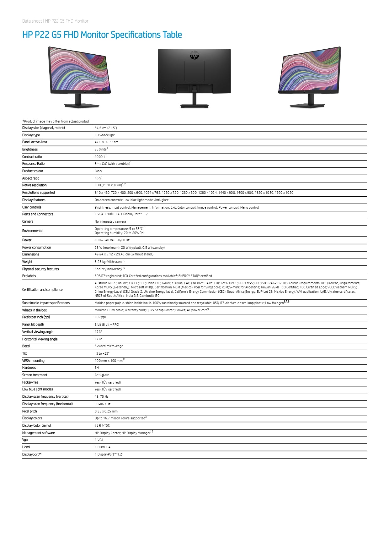 HP P22 G5 FHD Monitor