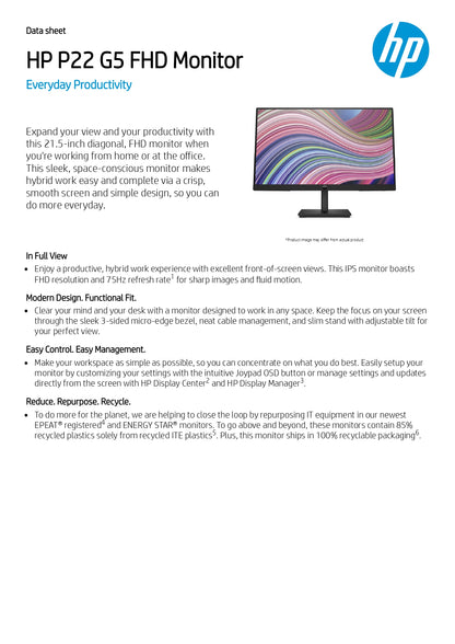 HP P22 G5 FHD Monitor