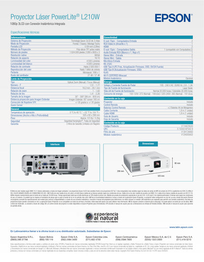 Proyector laser inalambrico PowerLite® L210W